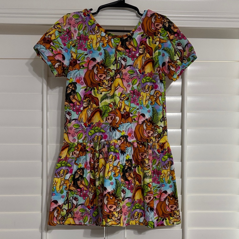 Girls' Colorful Lion King Print Cotton Stretch Dress